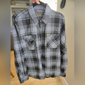 Dixxon Flannel Adamantium Men's Black and Gray Shirt EUC MEDIUM